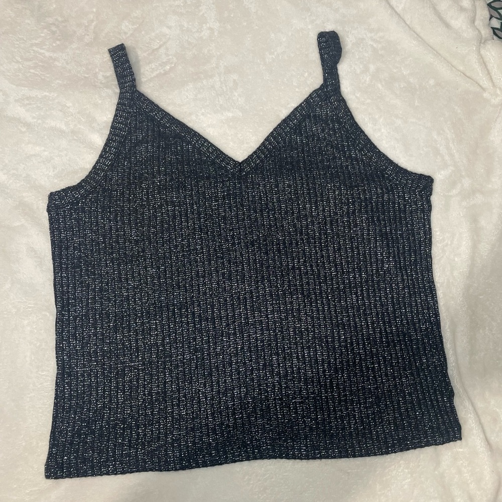 American Eagle Soft & Sexy Rib Black “Shinny” Cami Top
